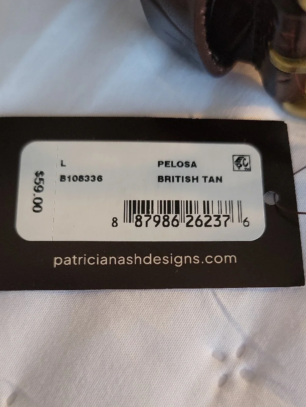 NWT Patricia Nash Pelosa Embossed Leather Belt, British Tan, Size L